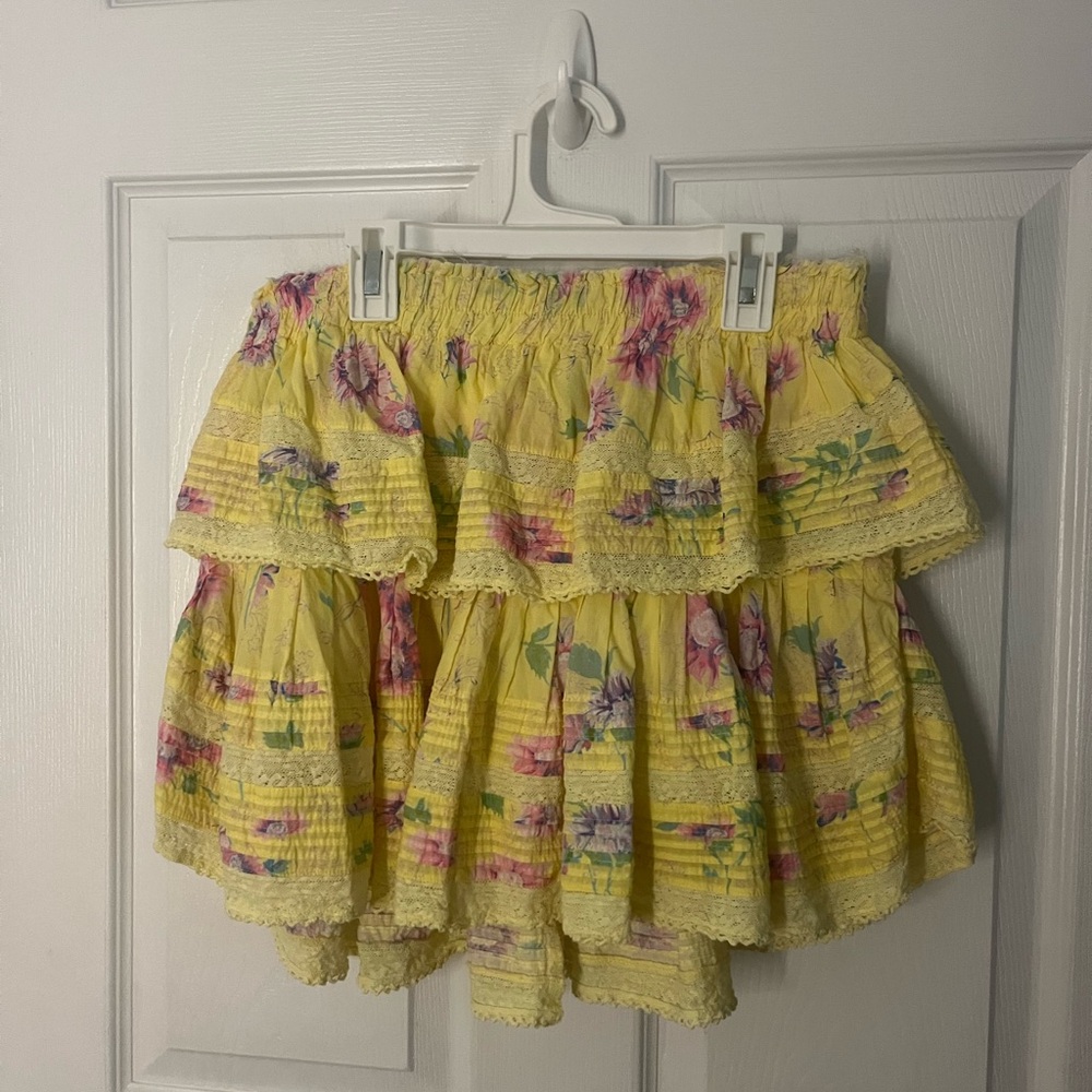 Love shack fancy yellow floral skirt